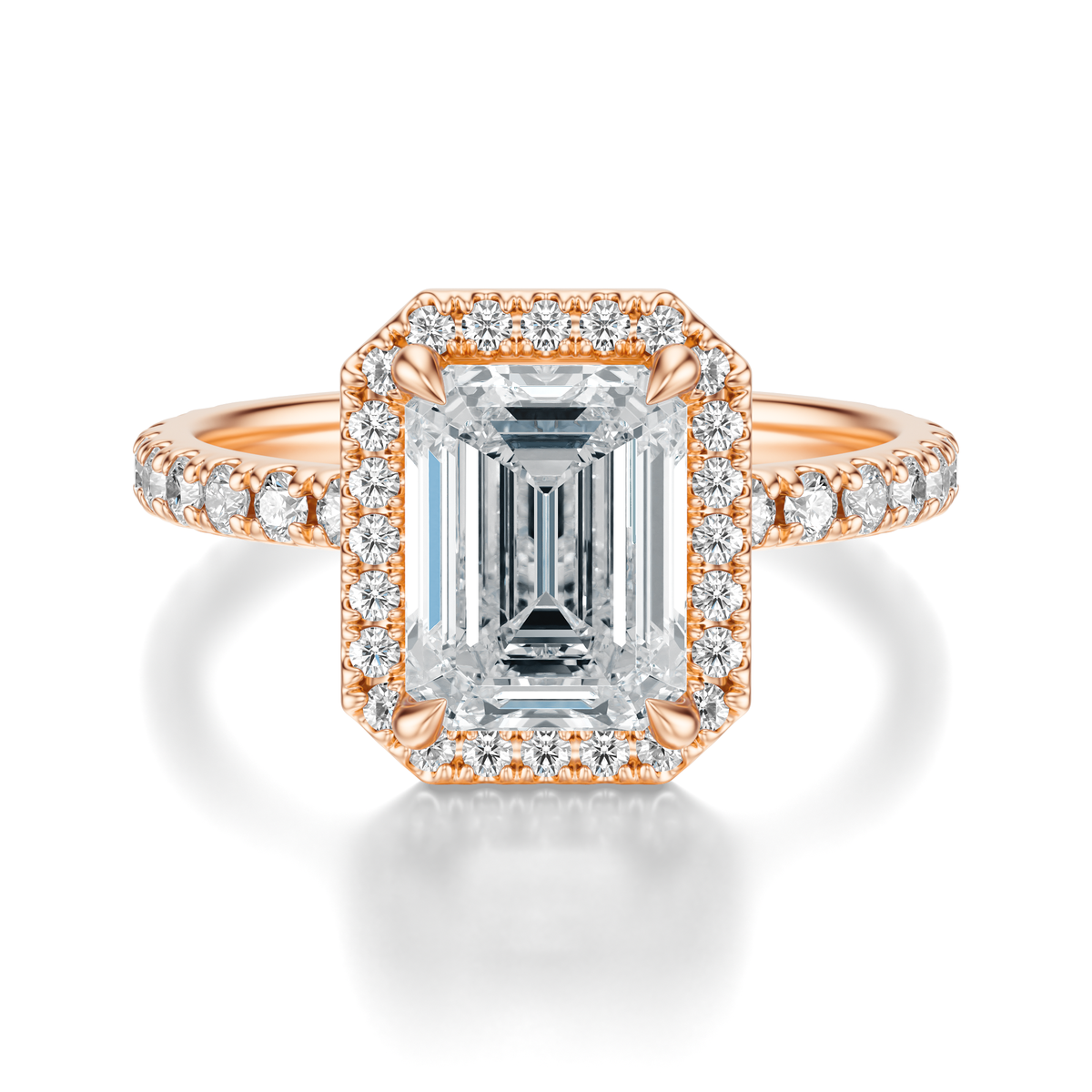 THE HILLARY Emerald Halo Pave Ring