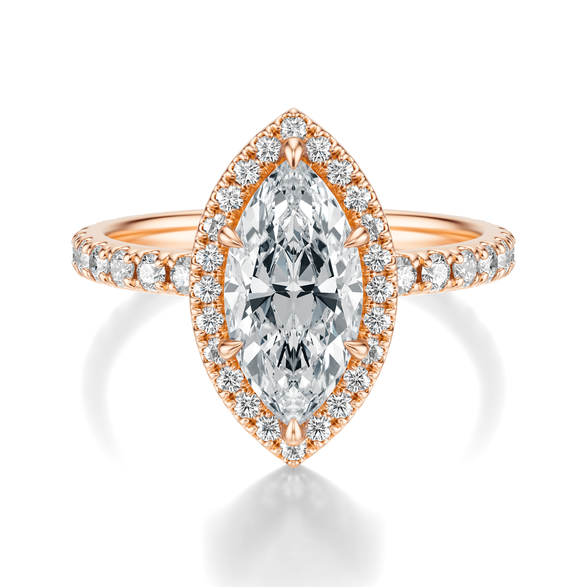 THE HILLARY Marquise Halo Pave Ring