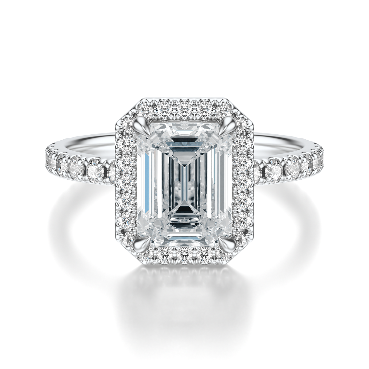 THE HILLARY Emerald Halo Pave Ring