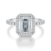 THE HILLARY Emerald Halo Pave Ring