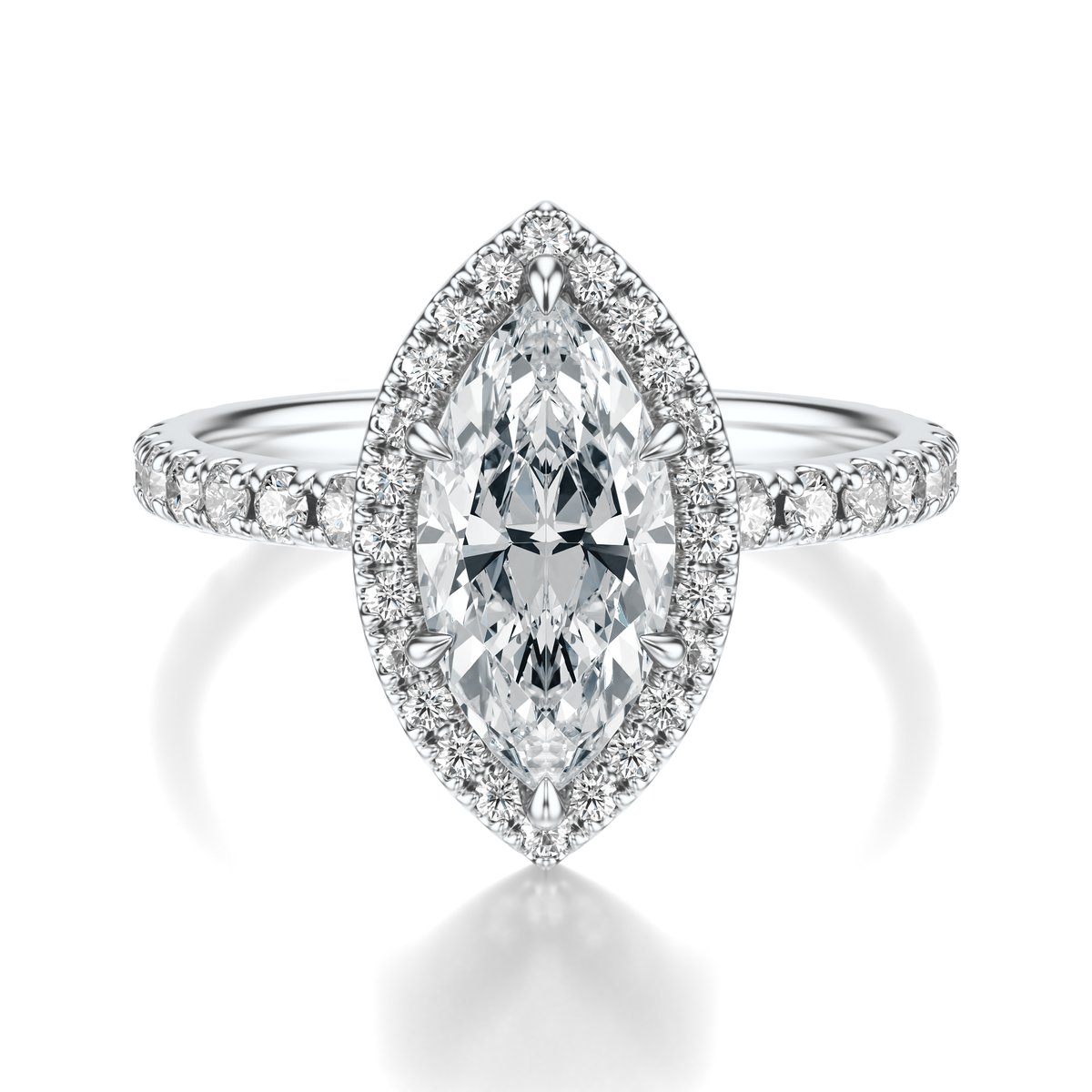 THE HILLARY Marquise Halo Pave Ring