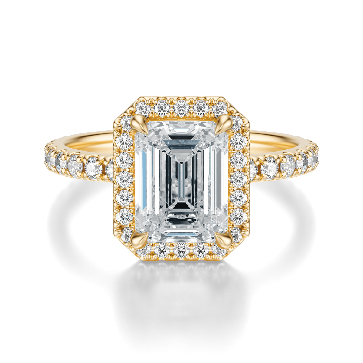 THE HILLARY Emerald Halo Pave Ring