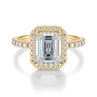 THE HILLARY Emerald Halo Pave Ring