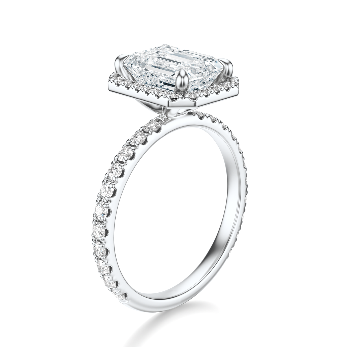 THE HILLARY Emerald Halo Pave Ring