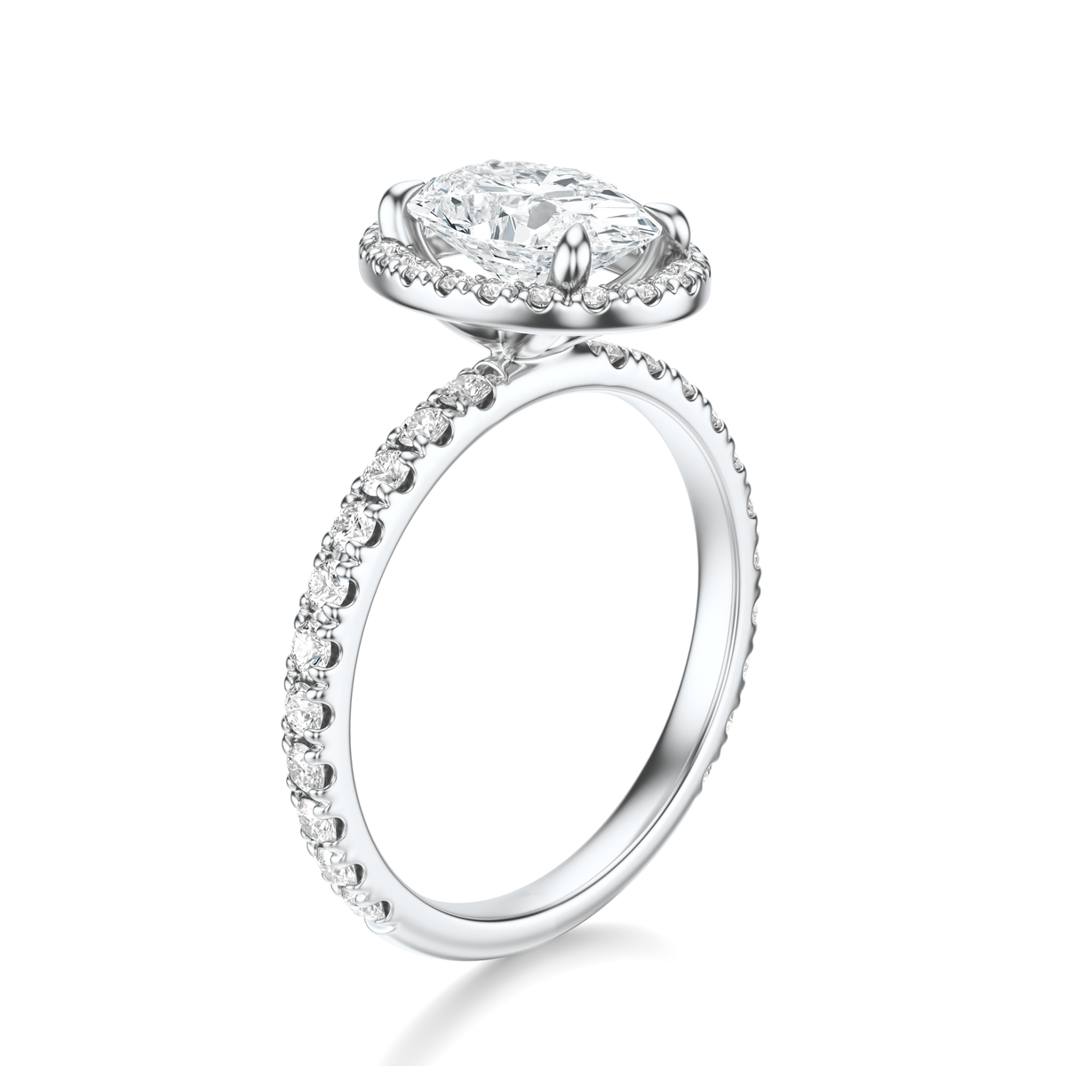 THE HILLARY Oval Halo Pave Ring