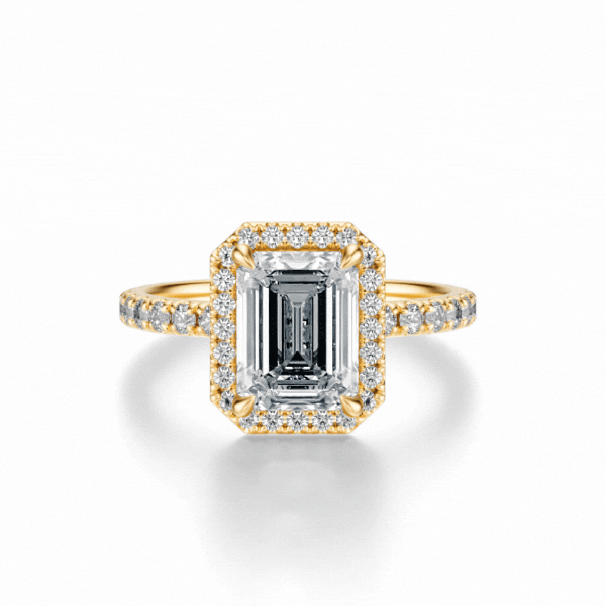 THE HILLARY Emerald Halo Pave Ring