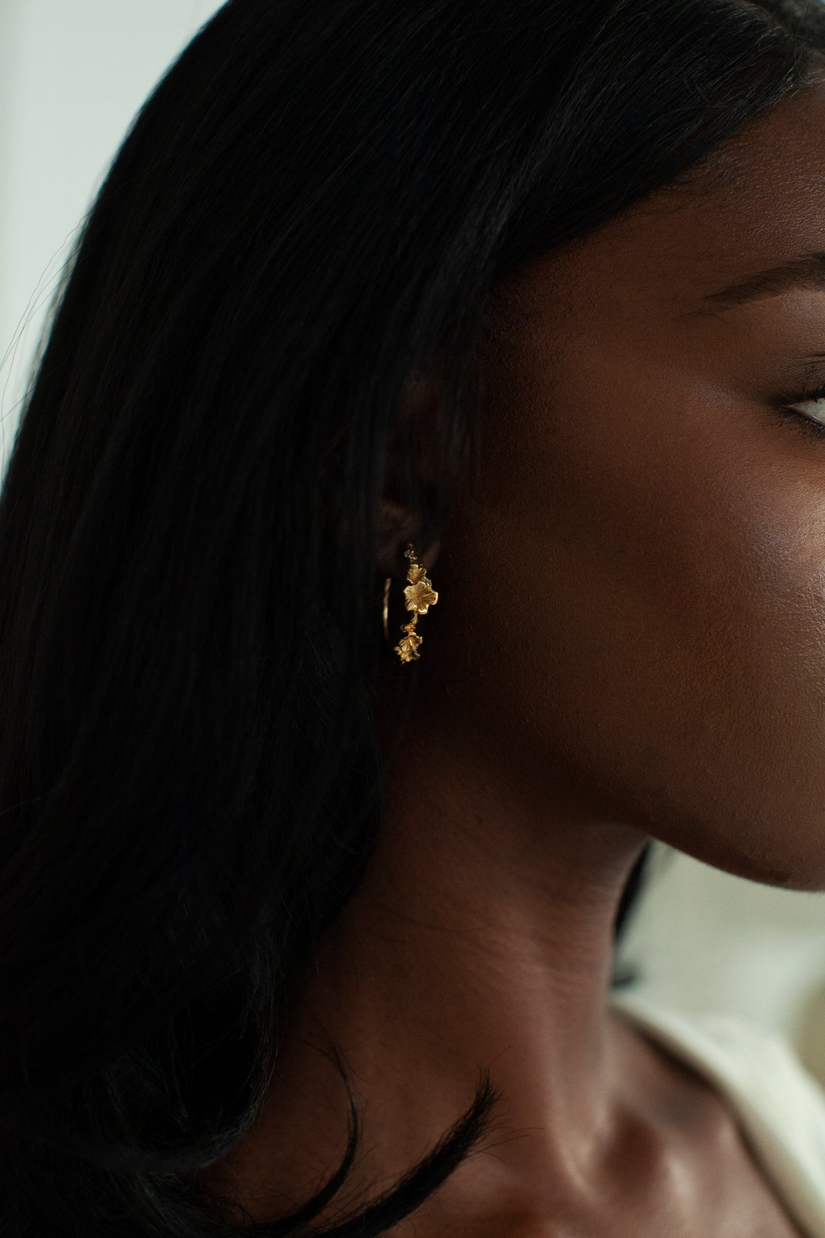THE SORREL Hibiscus Diamond Hoop Earrings III