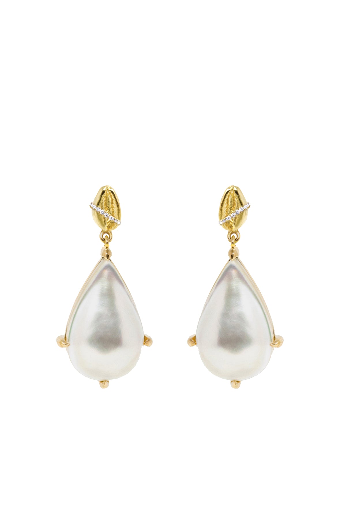 THE COWRIE Diamond and Pearl Drop Earrings