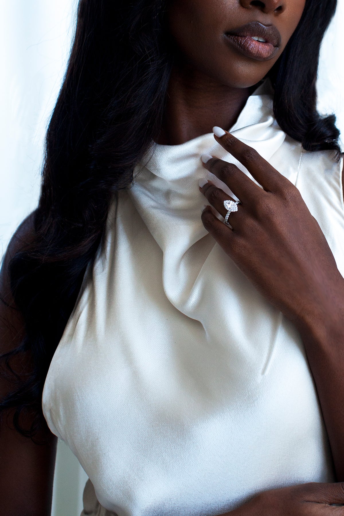THE HILLARY Marquise Halo Pave Ring