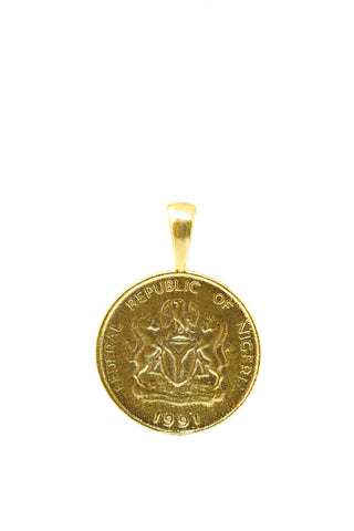 THE GHANA Crest and Cowrie Bar Coin Pendant