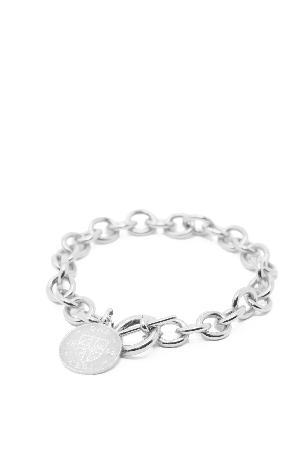 THE TOGGLE IV Bracelet with Coin Charm in Silver