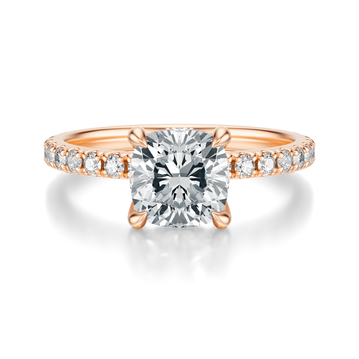THE JAQUELINE Cushion Hidden Halo Pave Ring