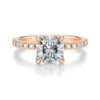 THE JAQUELINE Cushion Hidden Halo Pave Ring