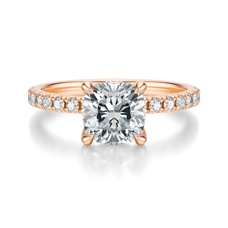 THE JAQUELINE Cushion Hidden Halo Pave Ring