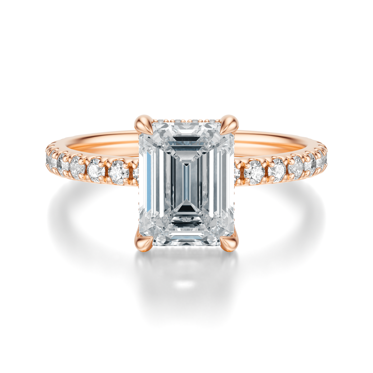 THE JAQUELINE Emerald Hidden Halo Pave Ring
