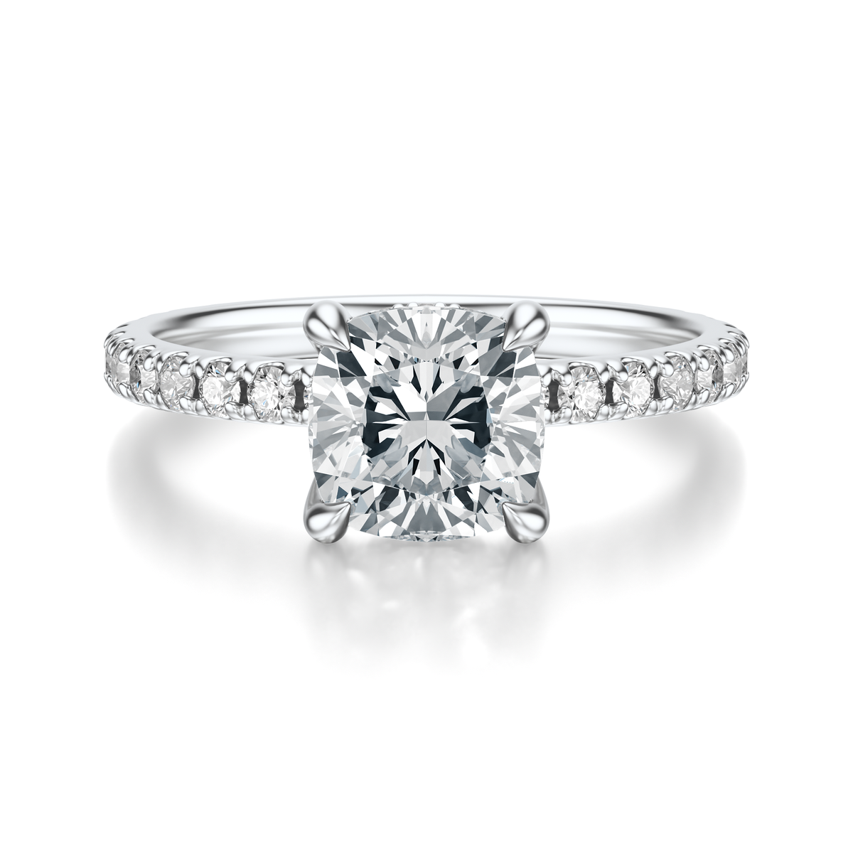 THE JAQUELINE Cushion Hidden Halo Pave Ring