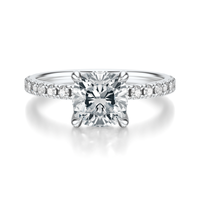 THE JAQUELINE Cushion Hidden Halo Pave Ring