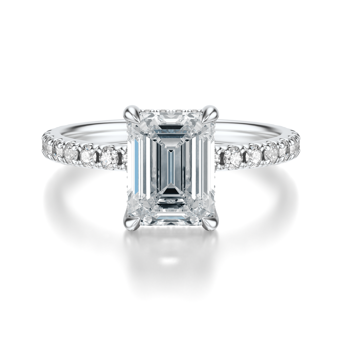 THE JAQUELINE Emerald Hidden Halo Pave Ring