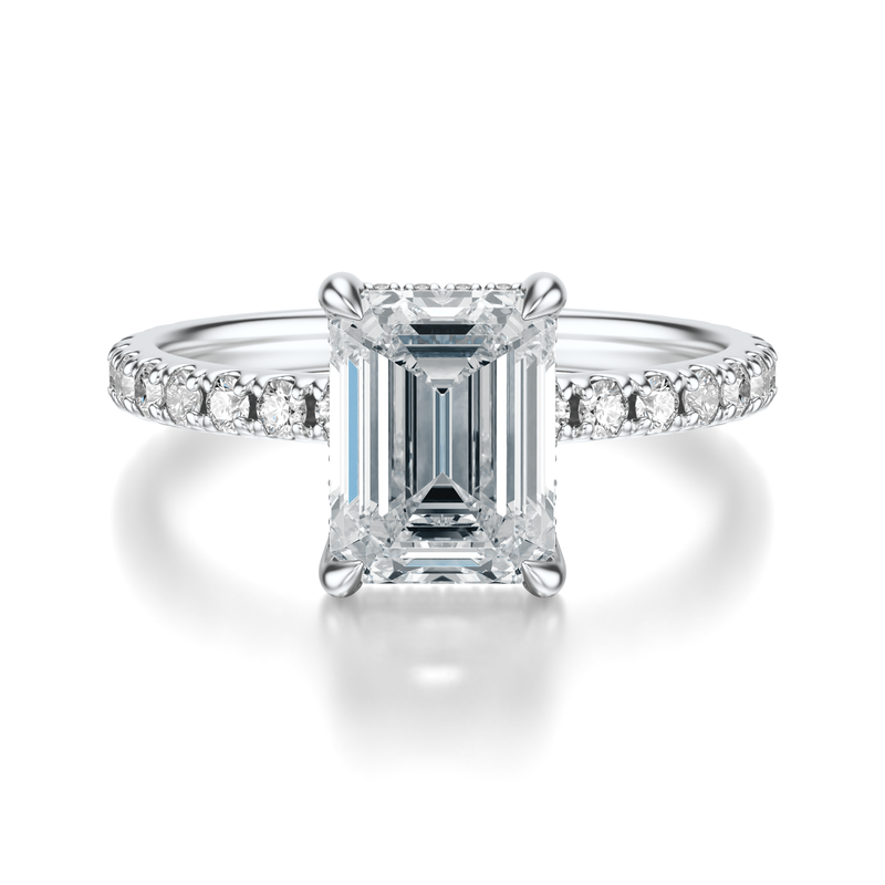 THE JAQUELINE Emerald Hidden Halo Pave Ring