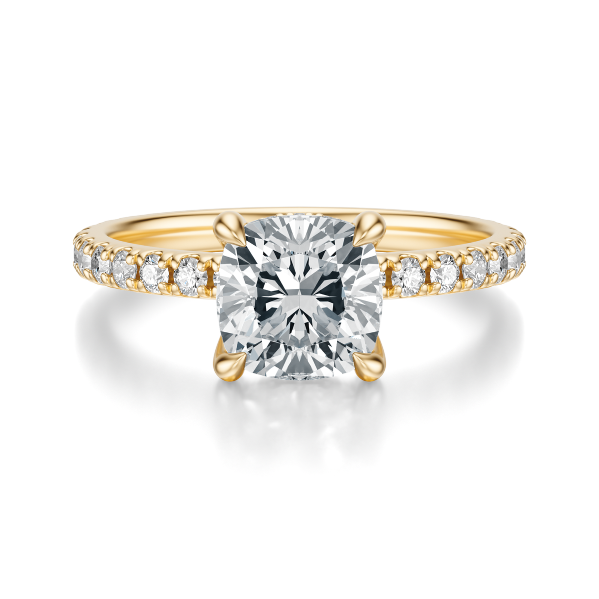 THE JAQUELINE Cushion Hidden Halo Pave Ring