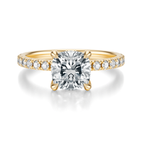 THE JAQUELINE Cushion Hidden Halo Pave Ring