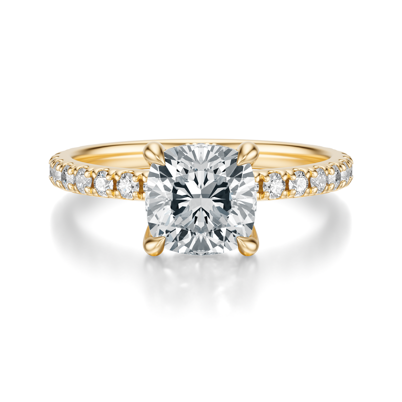 THE JAQUELINE Cushion Hidden Halo Pave Ring