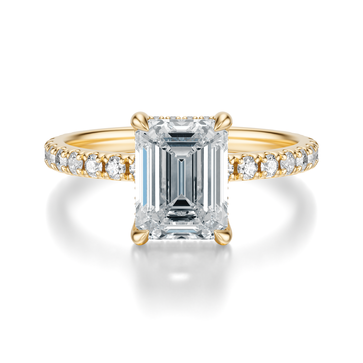 THE JAQUELINE Emerald Hidden Halo Pave Ring
