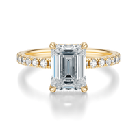 THE JAQUELINE Emerald Hidden Halo Pave Ring