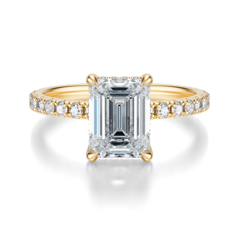 THE JAQUELINE Emerald Hidden Halo Pave Ring