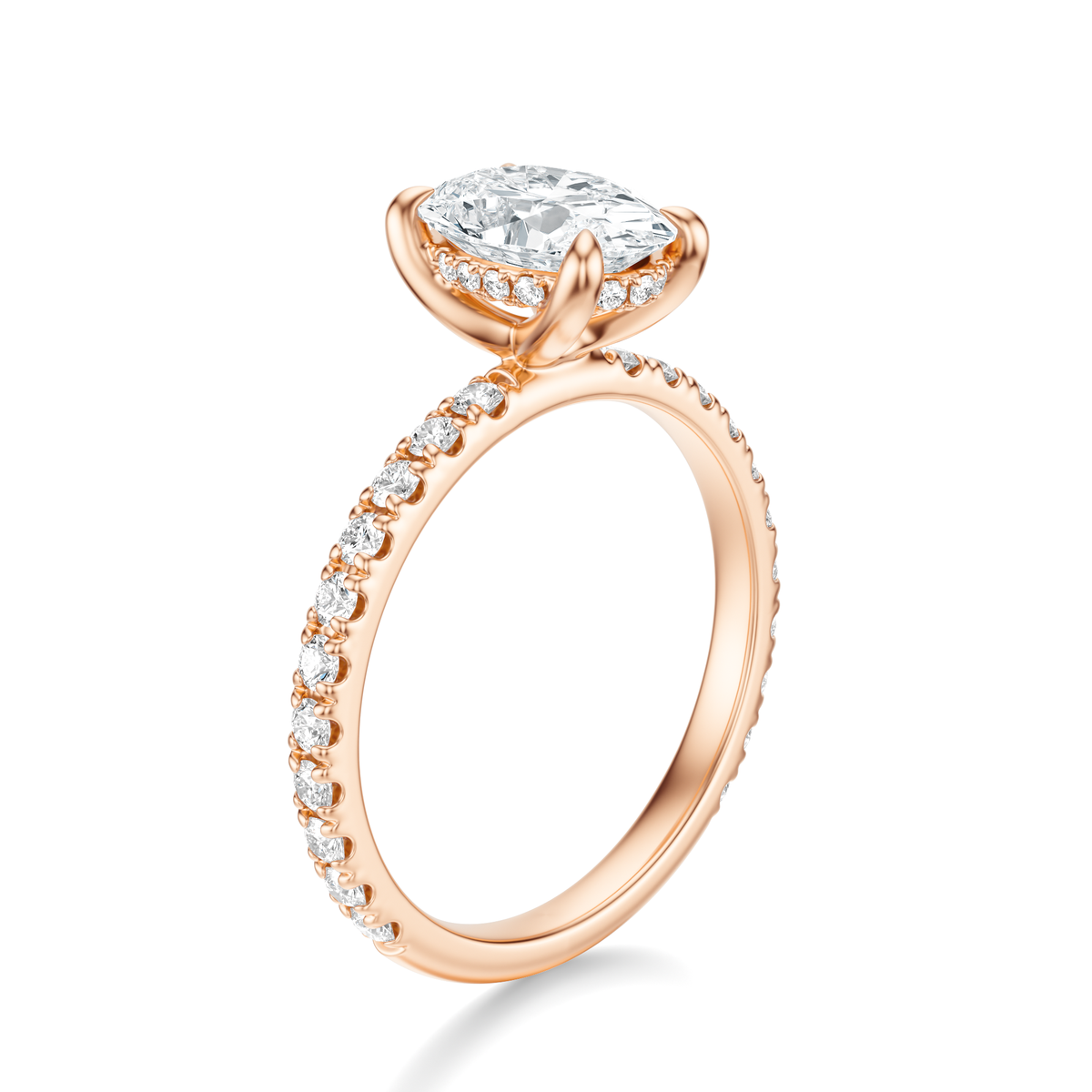 THE JAQUELINE Oval Hidden Halo Pave Ring