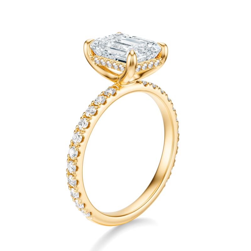 THE JAQUELINE Emerald Hidden Halo Pave Ring