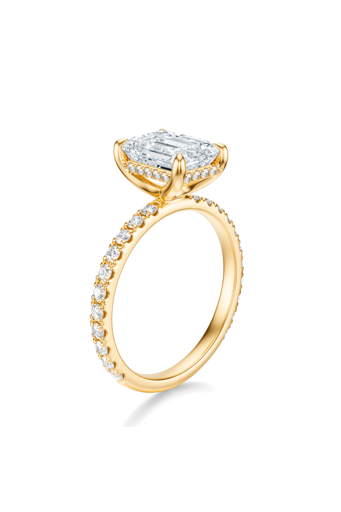 THE JAQUELINE Emerald Hidden Halo Pave Ring