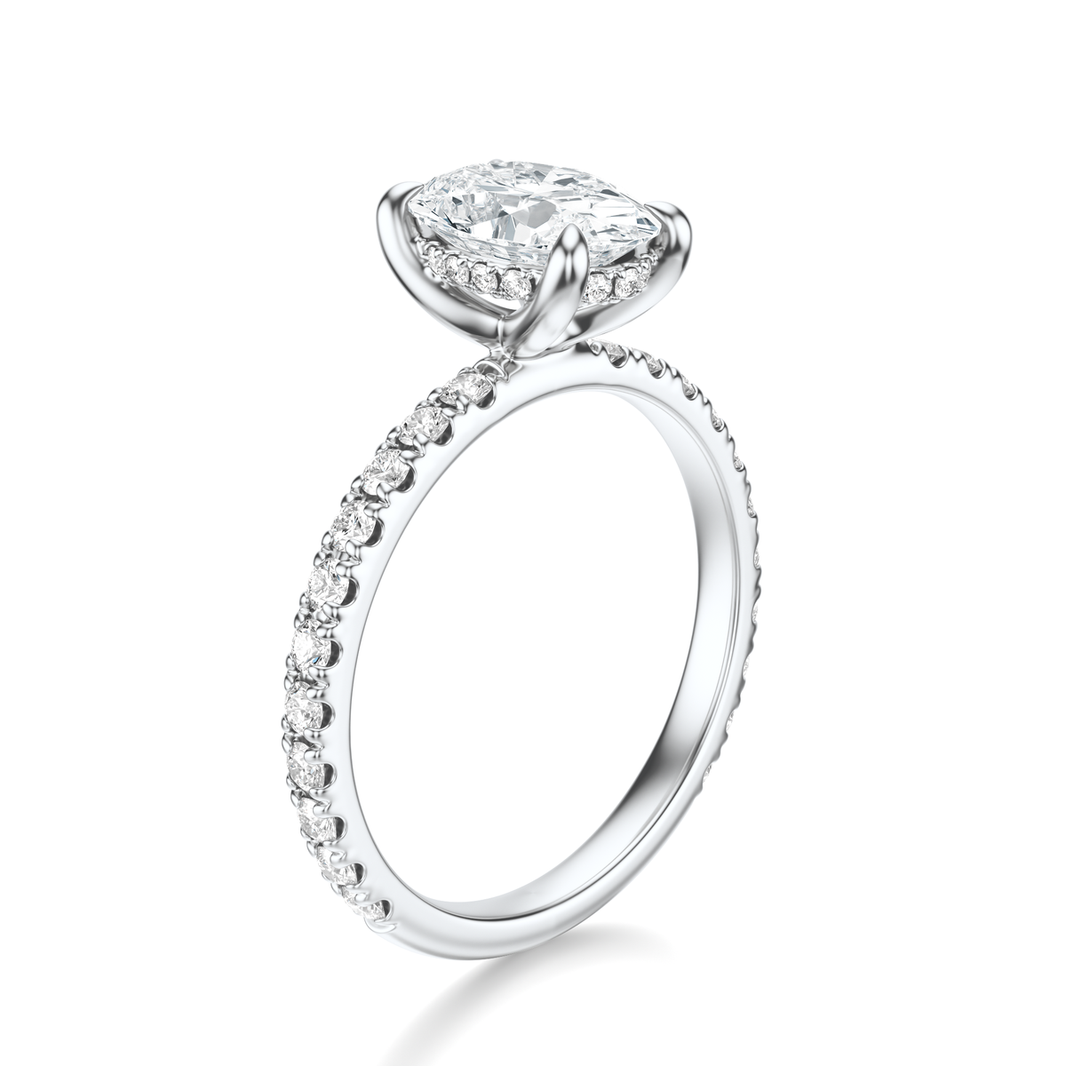 THE JAQUELINE Oval Hidden Halo Pave Ring