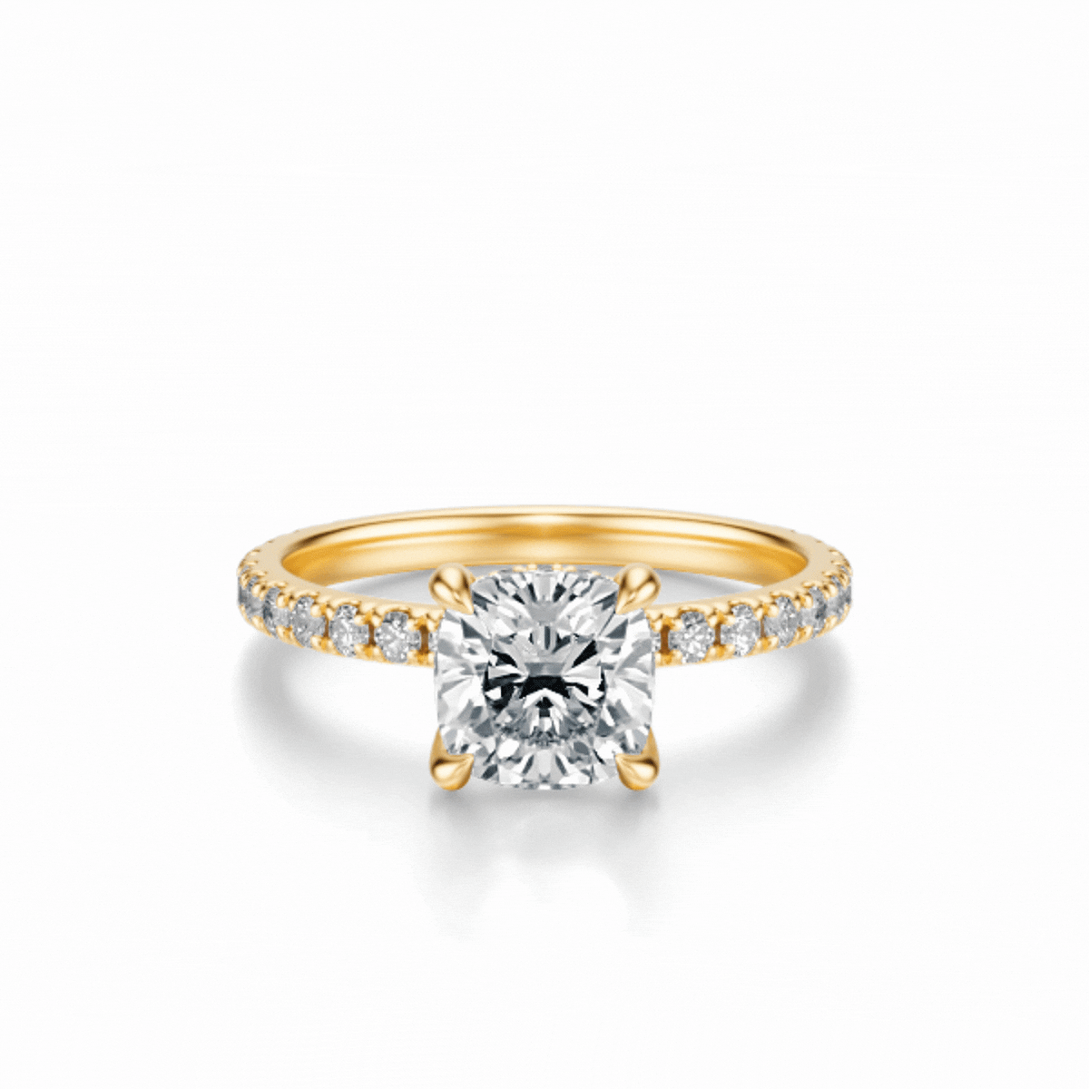 THE JAQUELINE Cushion Hidden Halo Pave Ring