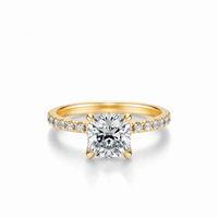 THE JAQUELINE Cushion Hidden Halo Pave Ring