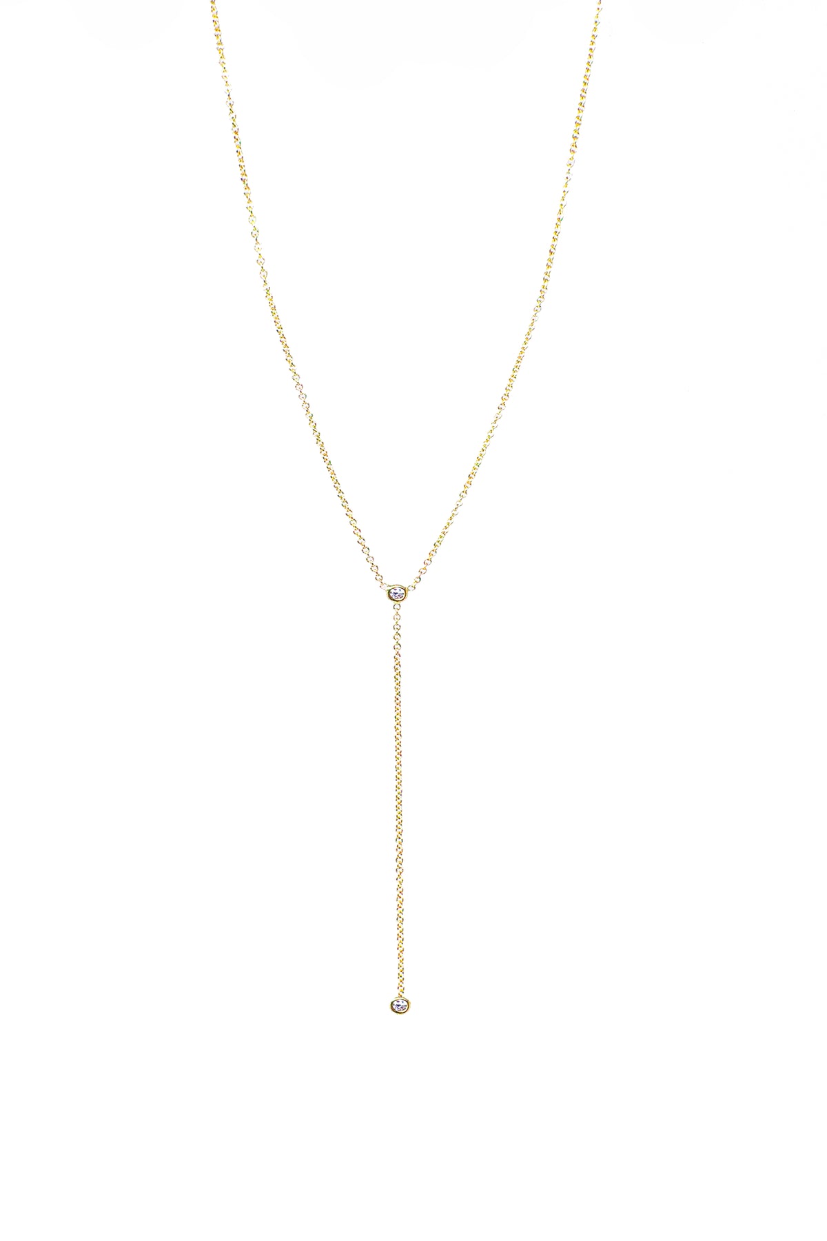 THE ROUND Duo Diamond Gold Silk Lariat Necklace