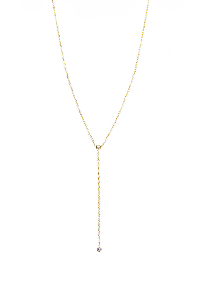 THE ROUND Duo Diamond Gold Silk Lariat Necklace