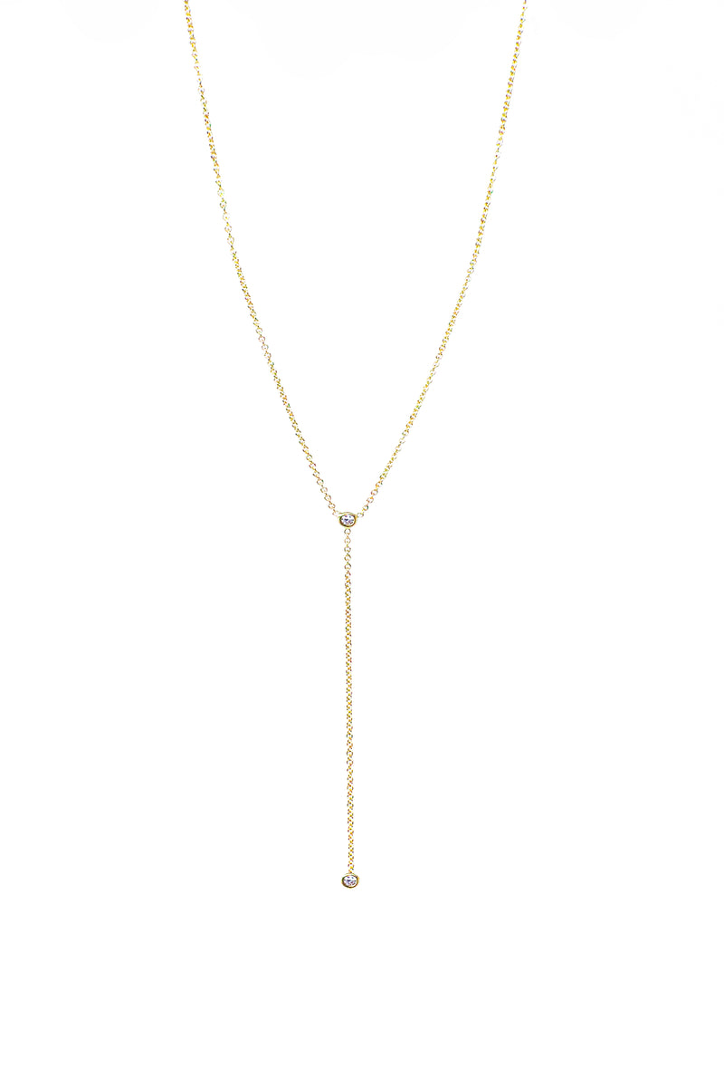 THE ROUND Duo Diamond Gold Silk Lariat Necklace