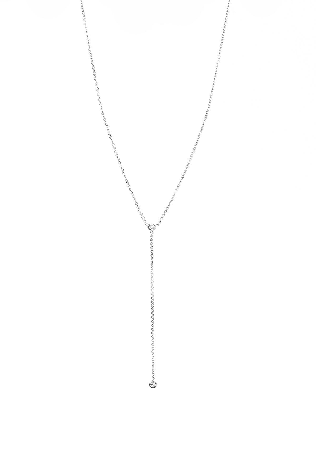 THE ROUND Duo Diamond Gold Silk Lariat Necklace
