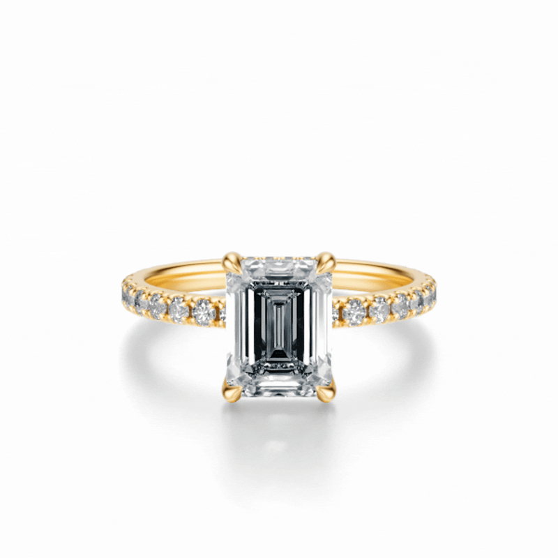 THE JAQUELINE Emerald Hidden Halo Pave Ring