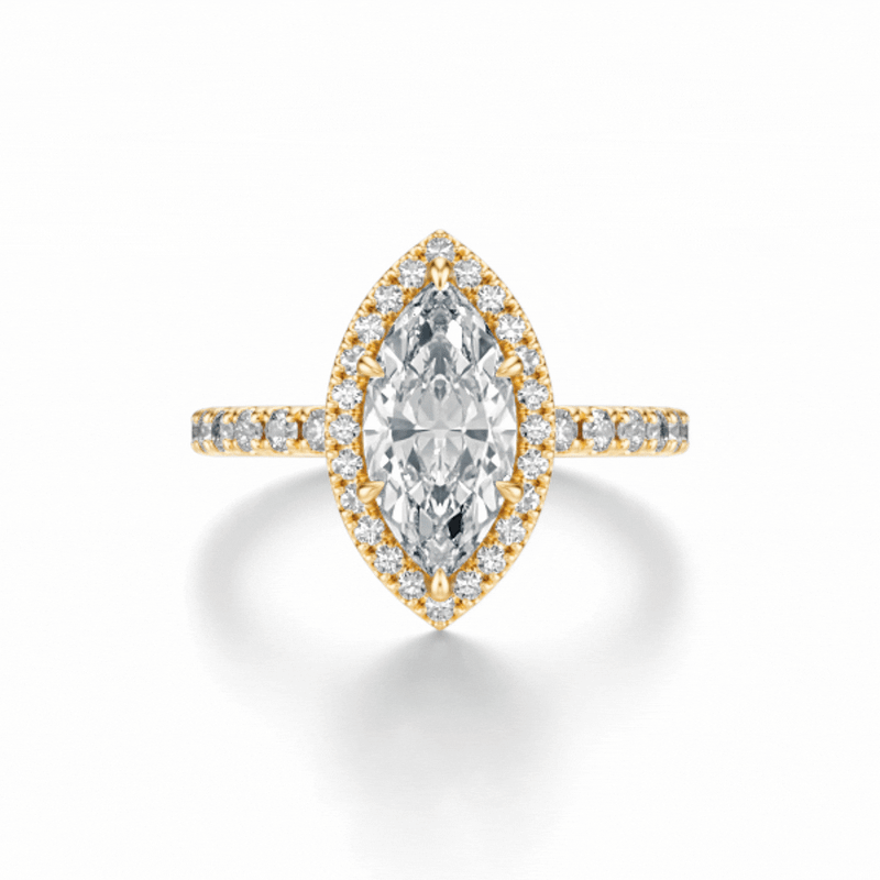 THE HILLARY Marquise Halo Pave Ring