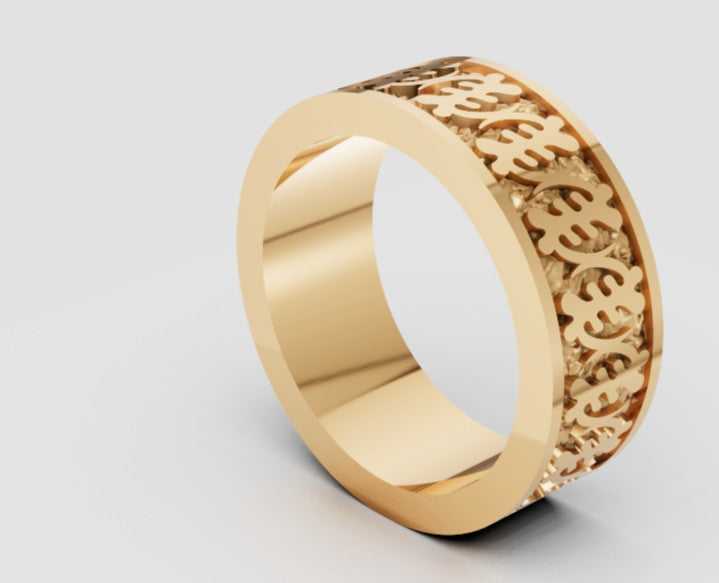 THE GYE Nyame Adinkra Ring Custom Solid Gold Band