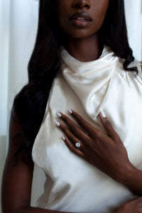THE JAQUELINE Oval Hidden Halo Pave Ring