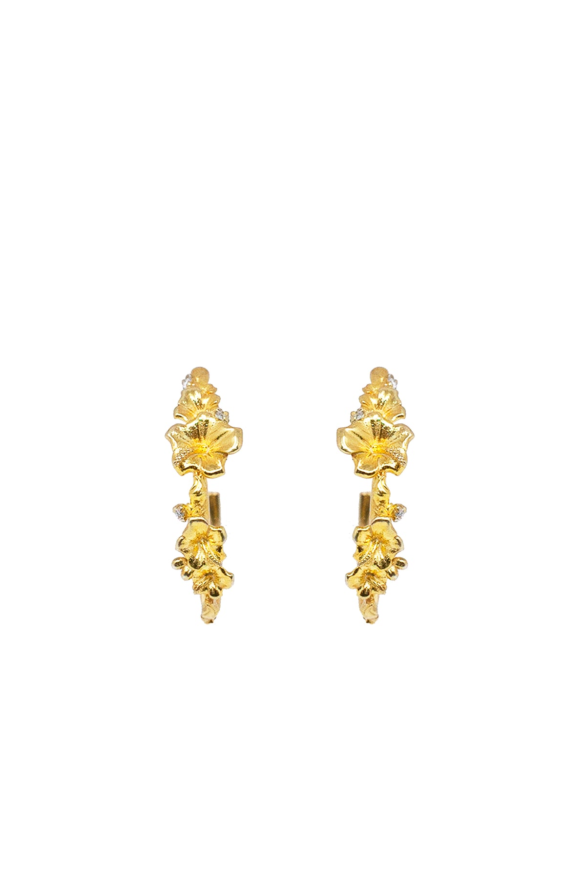 THE SORREL Hibiscus Diamond Hoop Earrings III