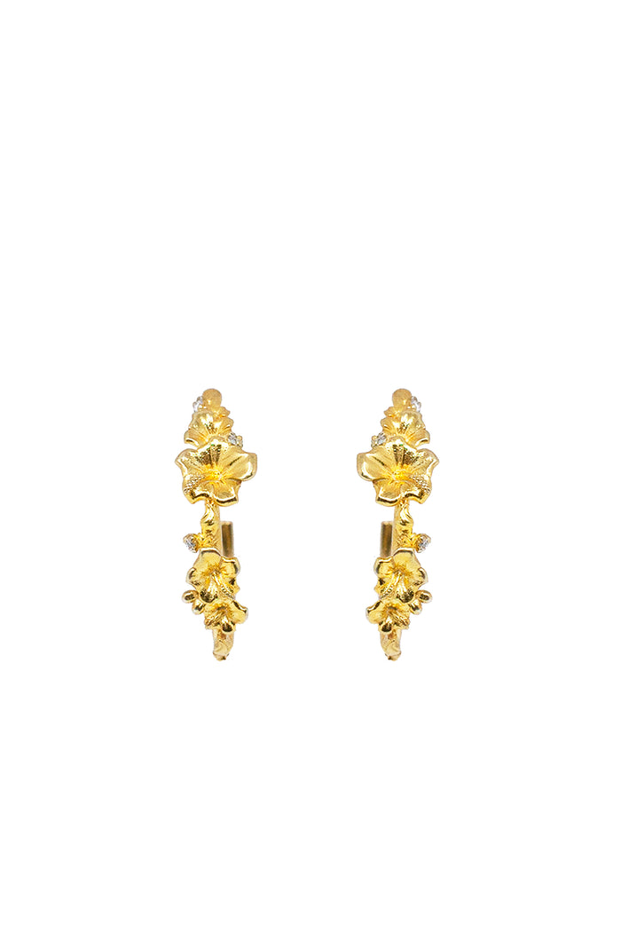 THE SORREL Hibiscus Diamond Hoop Earrings III