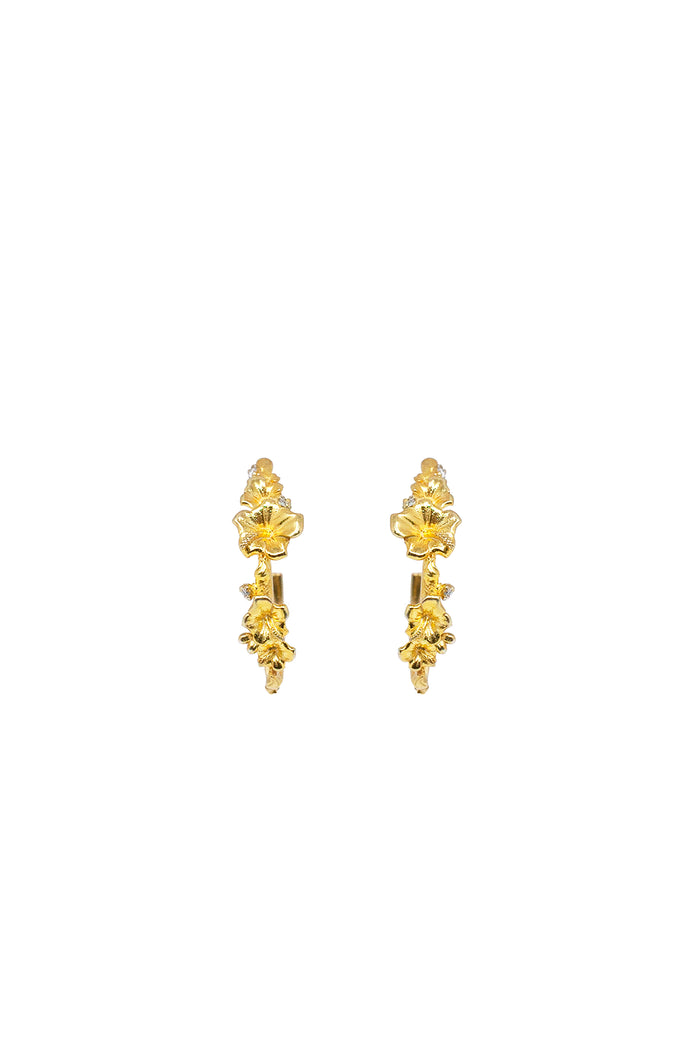 THE SORREL Hibiscus Diamond Hoop Earrings II