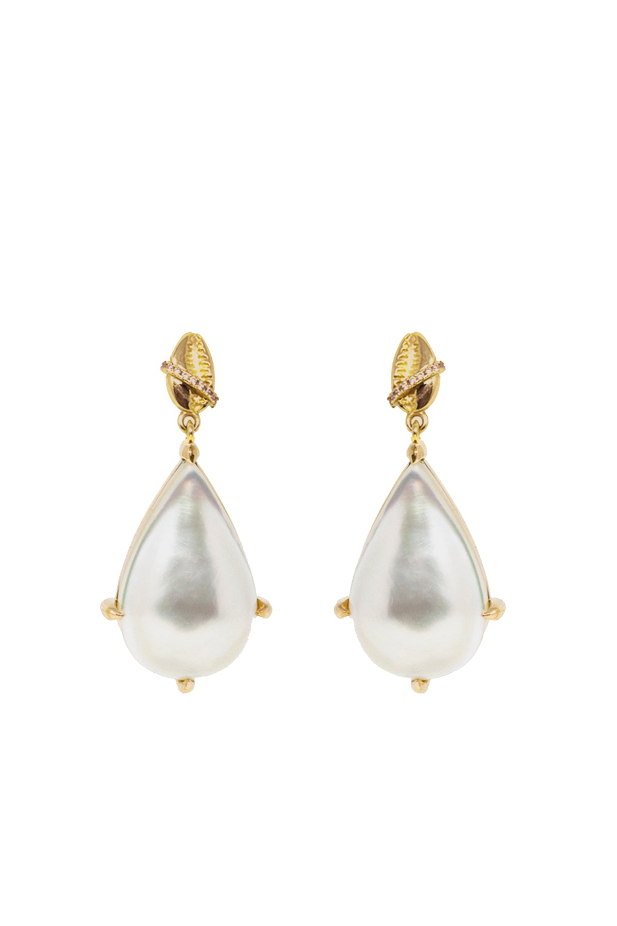 THE COWRIE Diamond and Pearl Drop Earrings