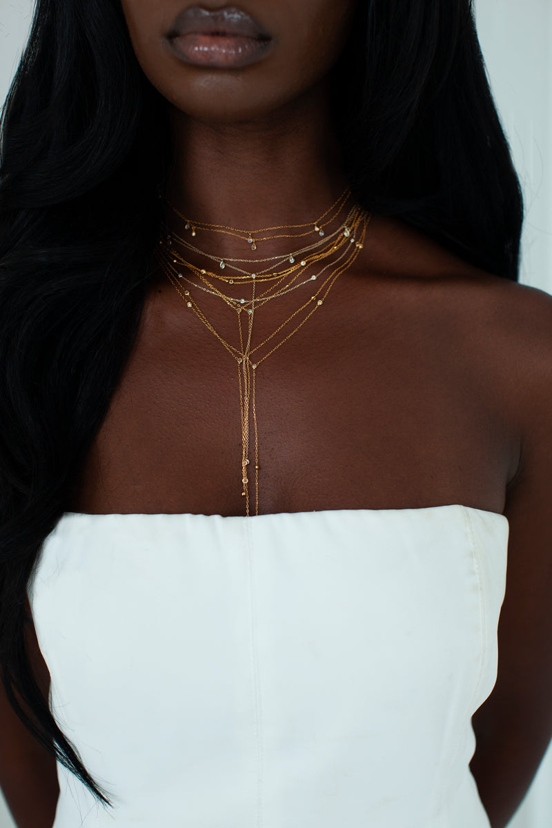 THE ROUND Diamond Gold Silk Necklace