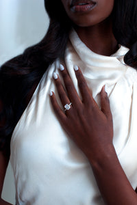 THE JAQUELINE Emerald Hidden Halo Pave Ring