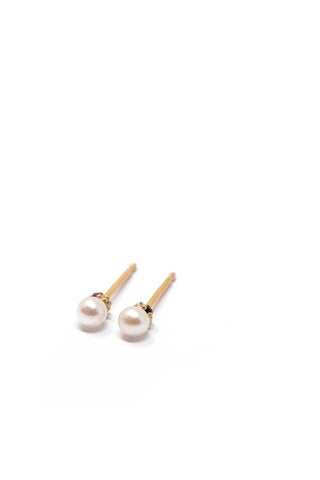 THE PEARL and Gemstone Bar Stud Earrings